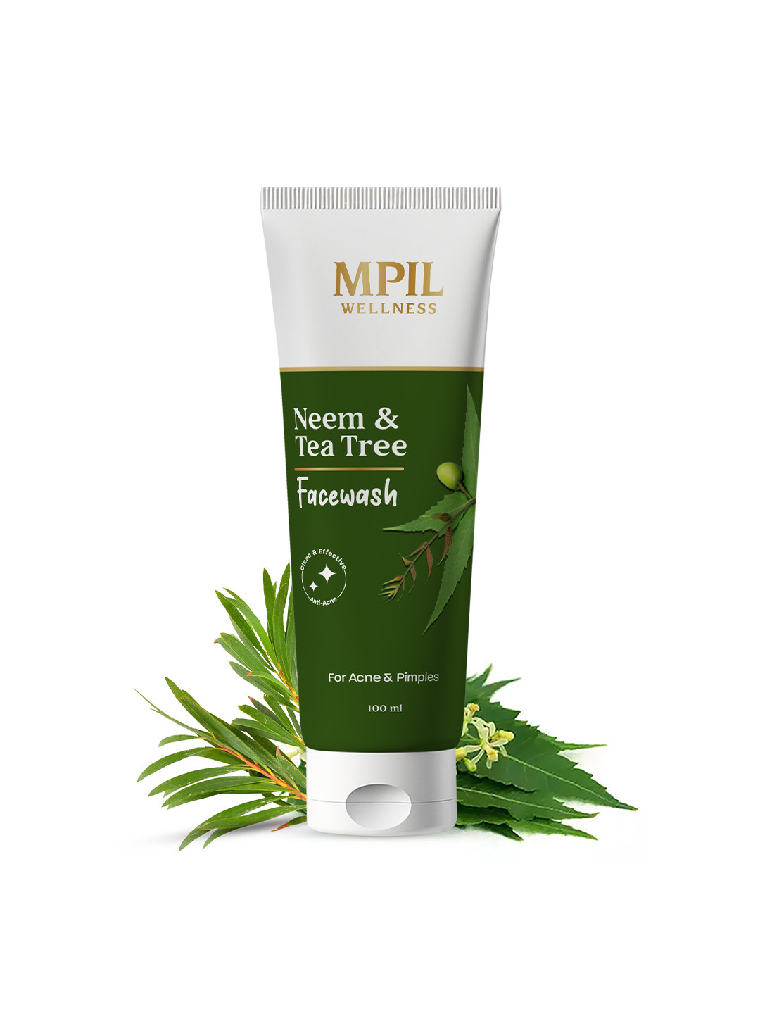 

MPIL WELLNESS Neem & Tea Tree Face Wash for Acne & Pimples - 100 ml, Green
