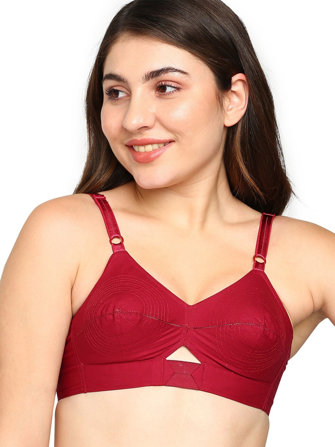 

BLOSSOM Pack of 2 Woven Cotton Round Stitched Bra_PRIYASAJINI, Maroon