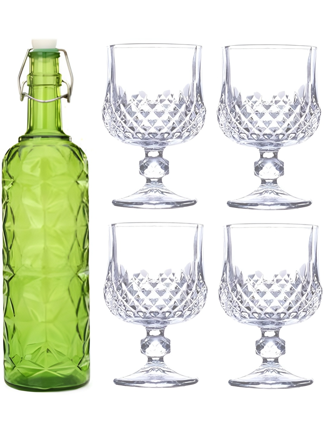 

1ST TIME Green & Transparent 5 Pieces Bottle & Glasses Set