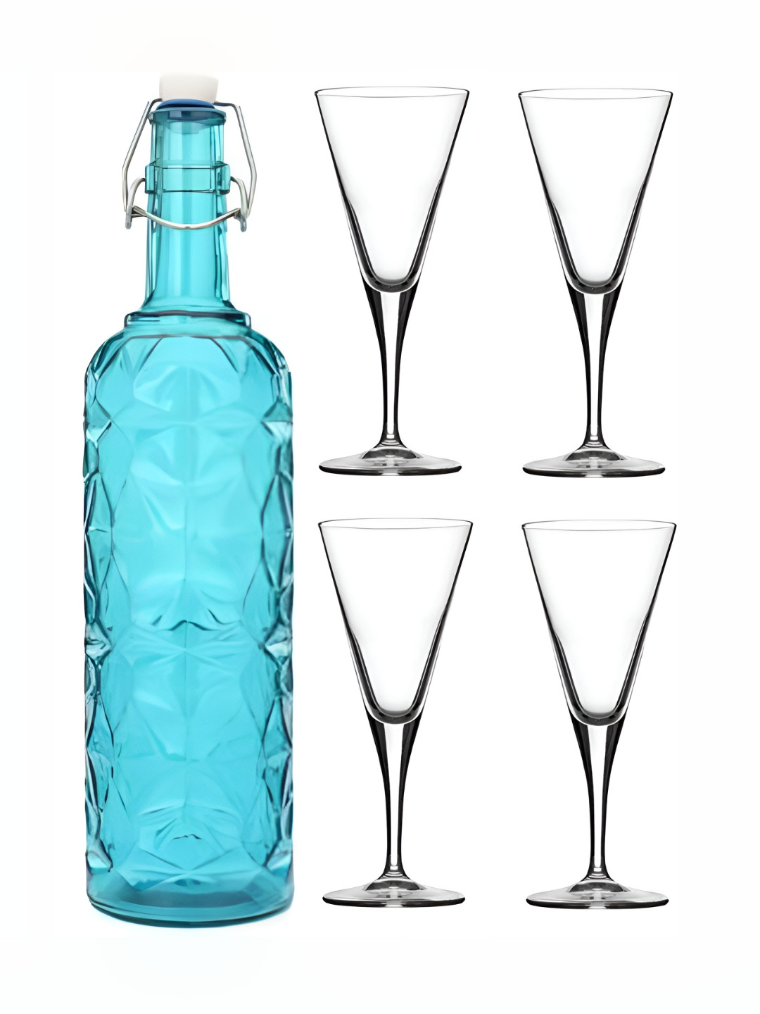 

1ST TIME Blue & Transparent 5 Pieces Bottle & Glasses Set