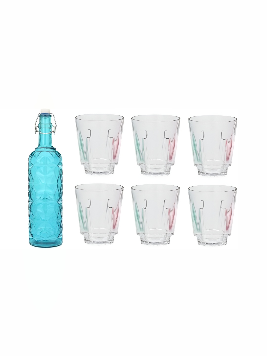 

1ST TIME Blue & Transparent 7 Pieces Bottle & Glasses Set