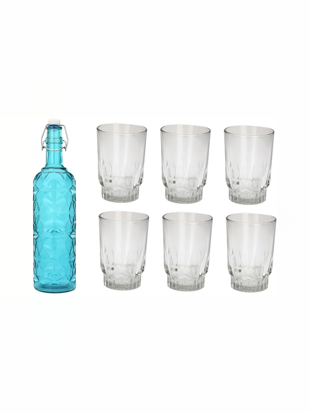 

1ST TIME Blue & Transparent 7 Pieces Bottle & Glasses Set