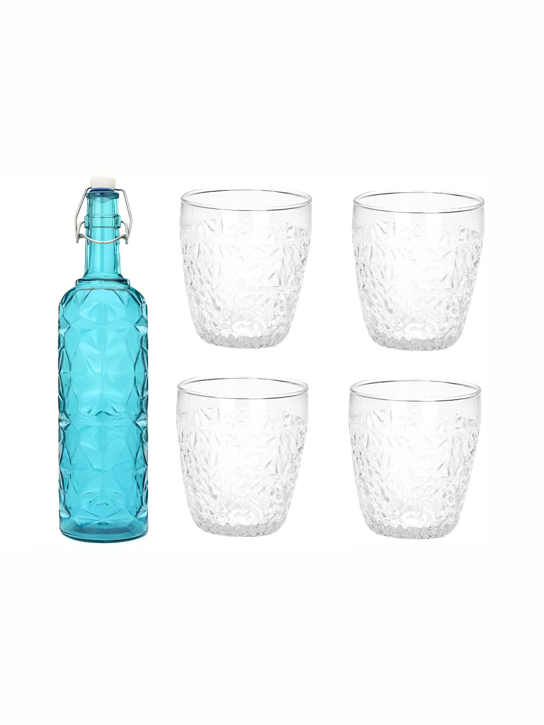 

1ST TIME Blue & Transparent 5 Pieces Bottle & Glasses Set