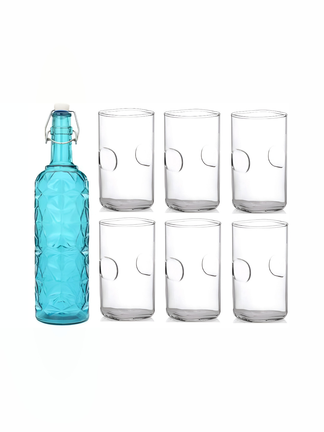 

1ST TIME Blue & Transparent 7 Pieces Bottle & Glasses Set