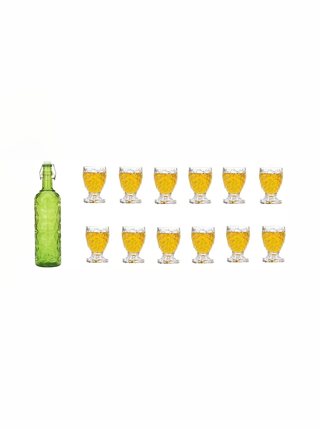 

1ST TIME Green & Transparent 13 Pieces Bottle & Glasses Set