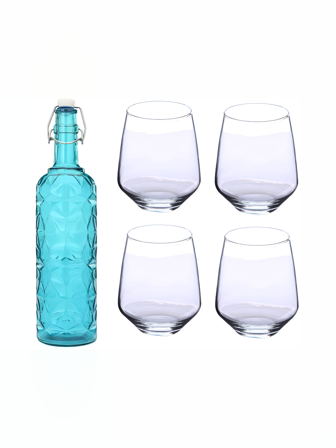 

1ST TIME Blue & Transparent 5 Pieces Bottle & Glasses Set