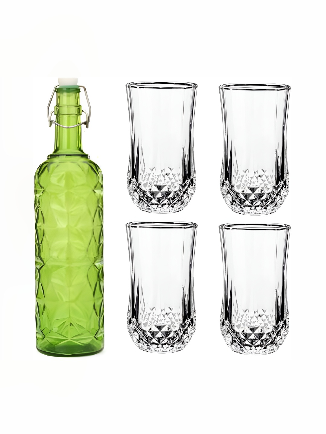 

1ST TIME Green & Transparent 5 Pieces Bottle & Glasses Set
