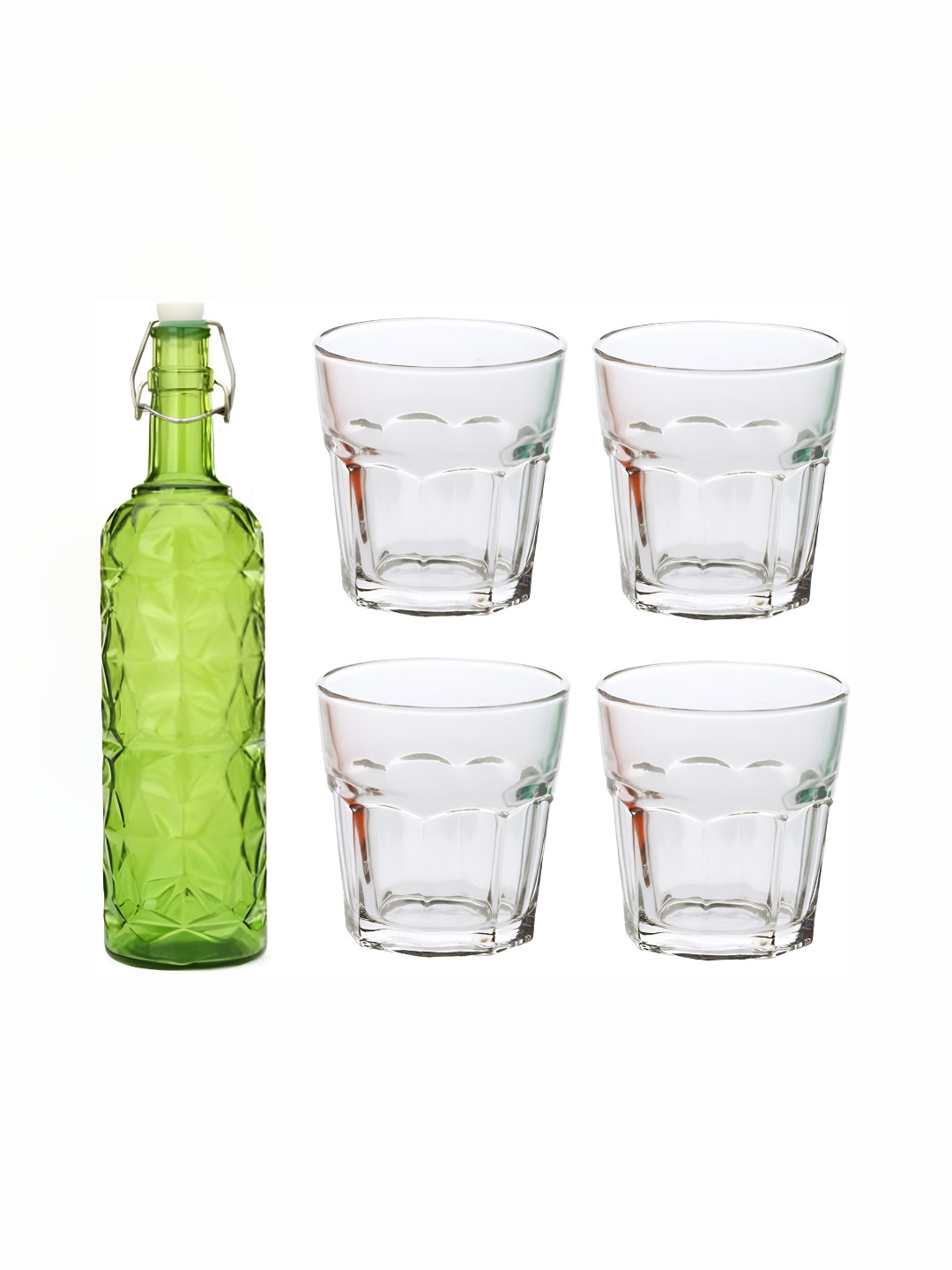 

1ST TIME Green & Transparent 5 Pieces Bottle & Glasses Set