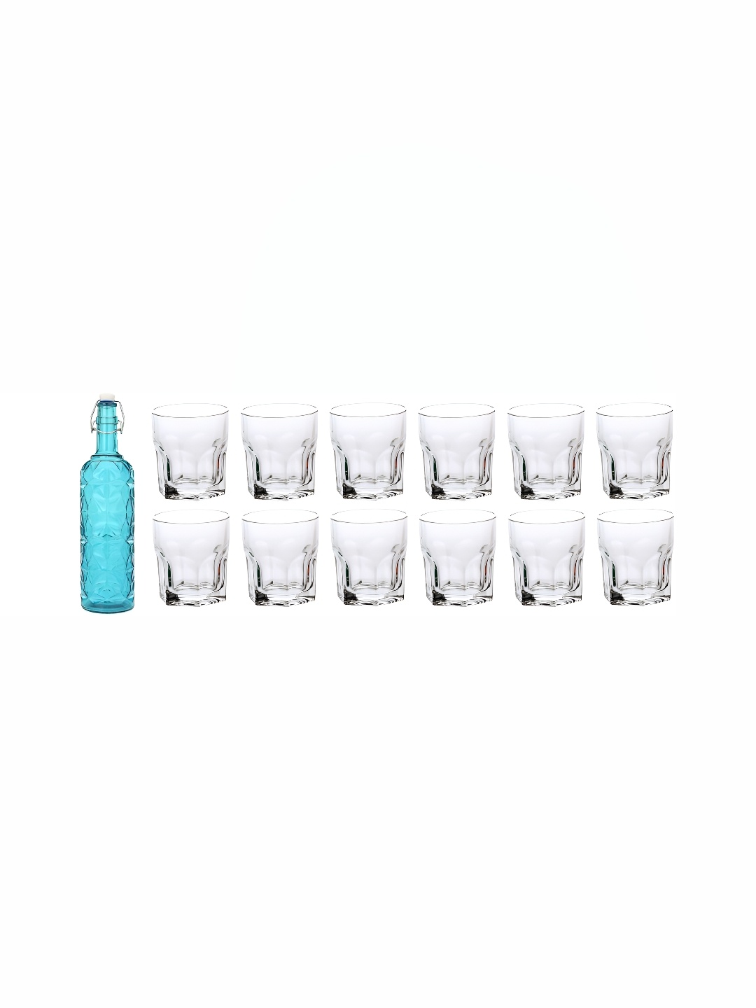 

1ST TIME Blue & Transparent 13 Pieces Whisky Glasses & Bottle