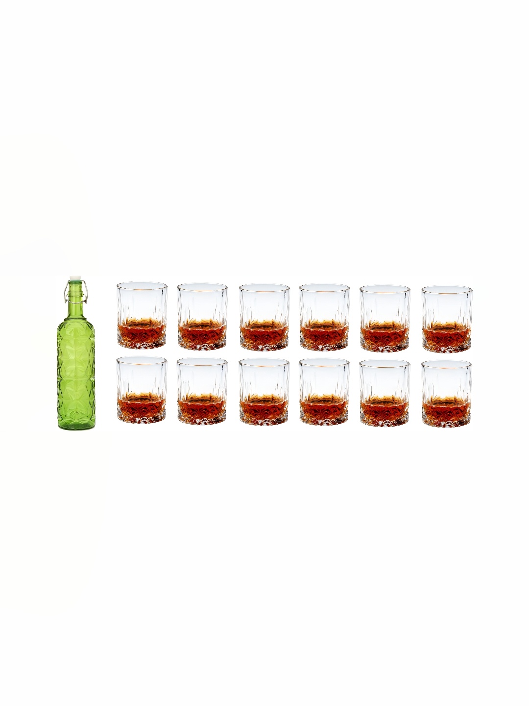 

1ST TIME Green & Transparent 13 Pieces Bottle & Glasses Set