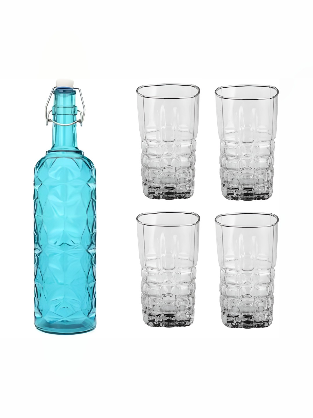 

1ST TIME Blue & Transparent 5 Pieces Bottle & Glasses Set