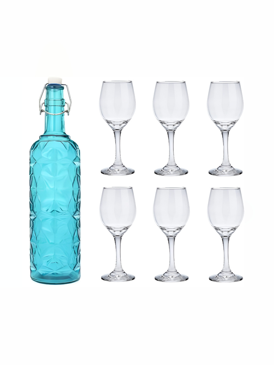 

1ST TIME Blue & Transparent 7 Pieces Bottle & Glasses Set