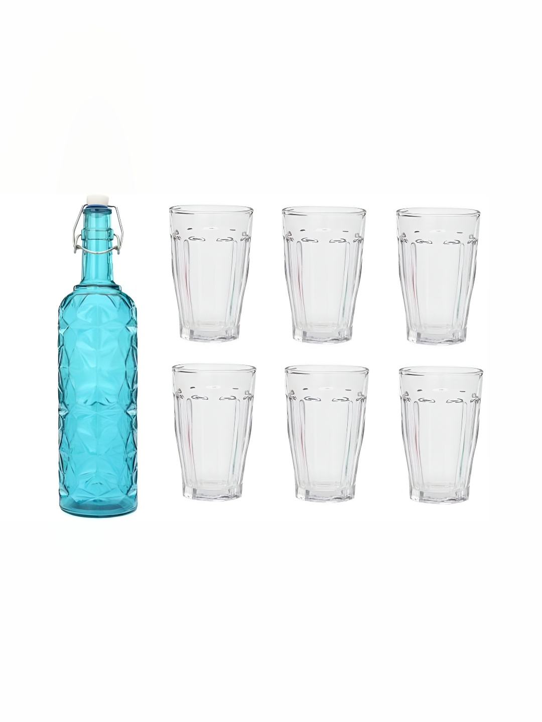 

1ST TIME Blue & Transparent 7 Pieces Water Bottle With Glasses