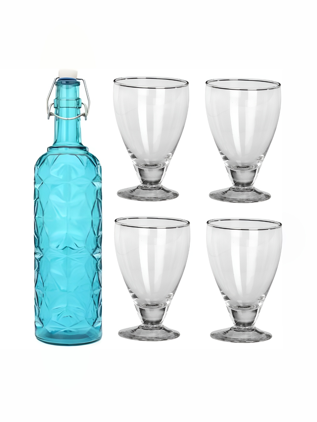 

1ST TIME Blue & Transparent 5 Pieces Bottle & Glasses Set