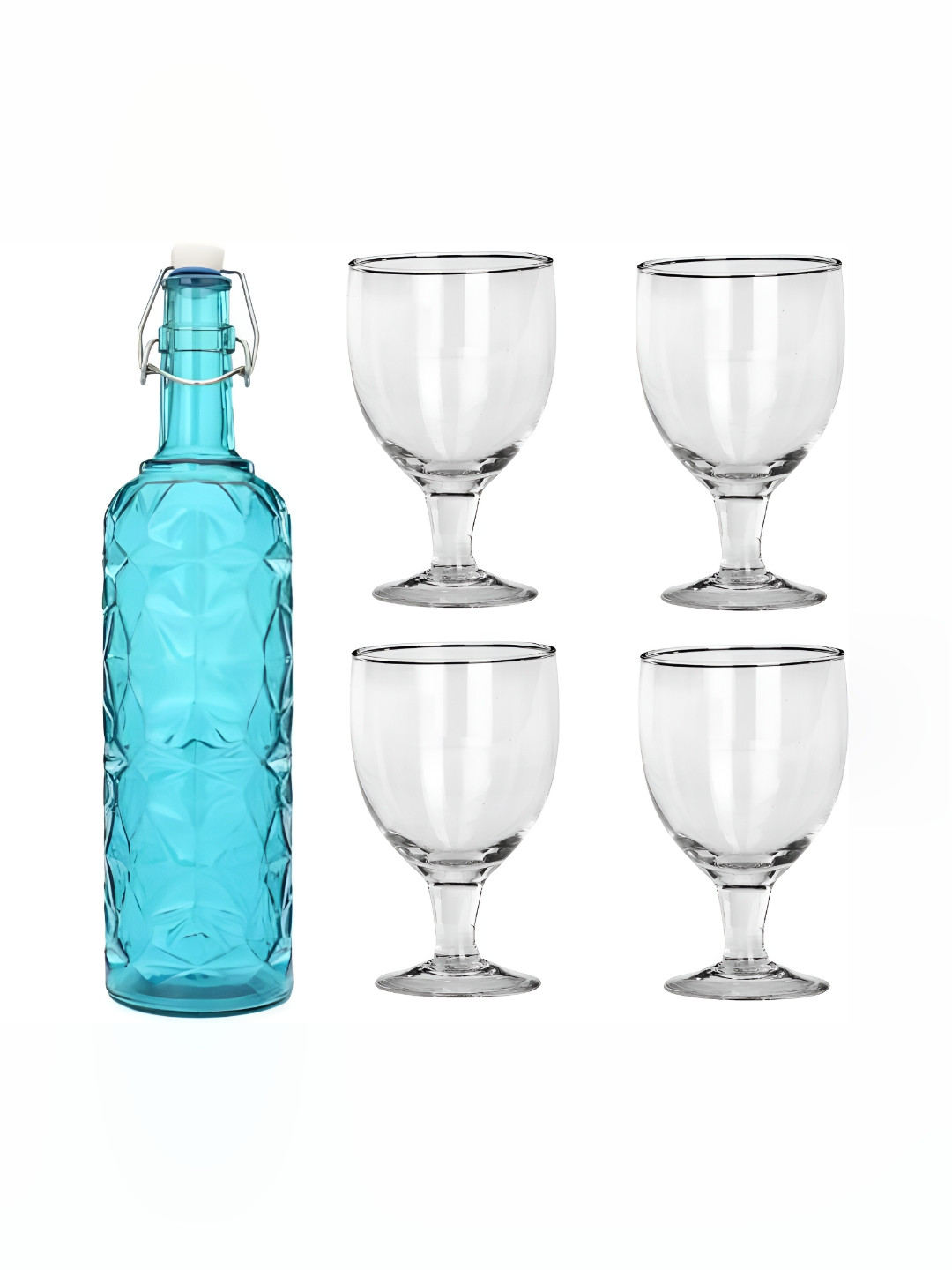 

1ST TIME Blue & Transparent 5 Pieces Bottle & Glasses Set