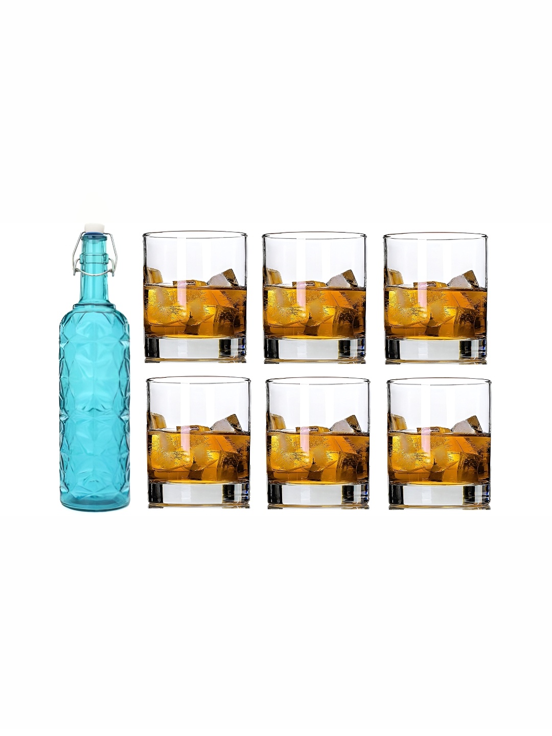 

1ST TIME Blue & Transparent 7 Pieces Water Bottle & Glasses Set