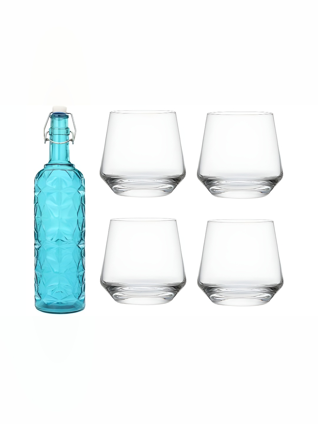 

1ST TIME Blue & Transparent 5 Pieces Bottle & Glasses