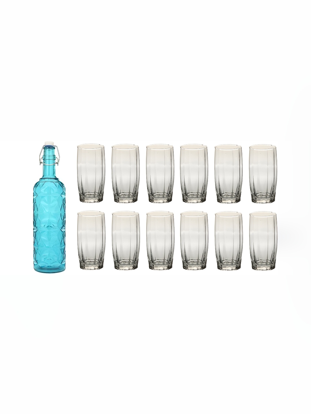 

1ST TIME Blue & Transparent Water Bottle With 12 Pieces Glass