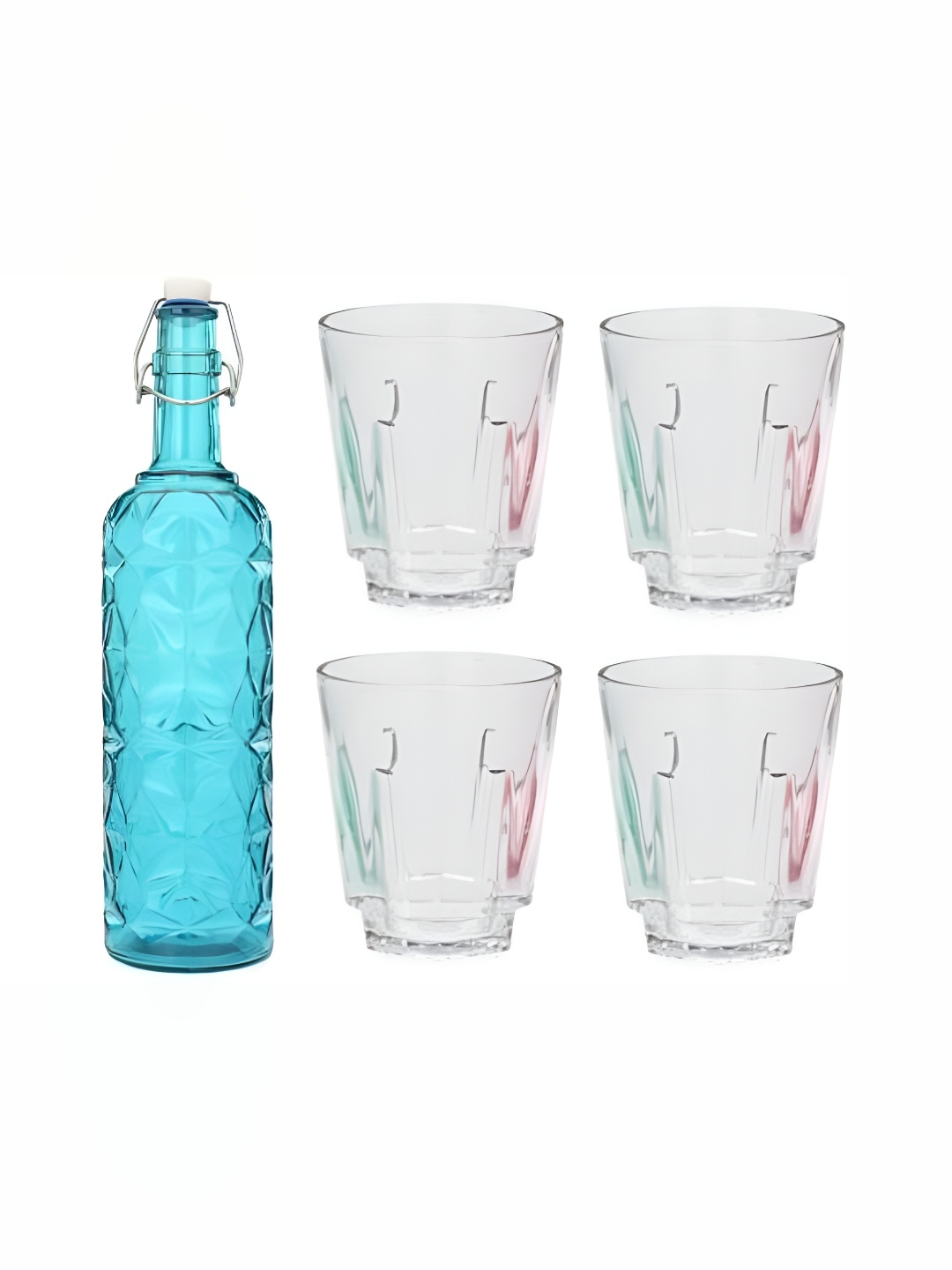 

1ST TIME Blue & Transparent 7 Pieces Water Bottle With Glass