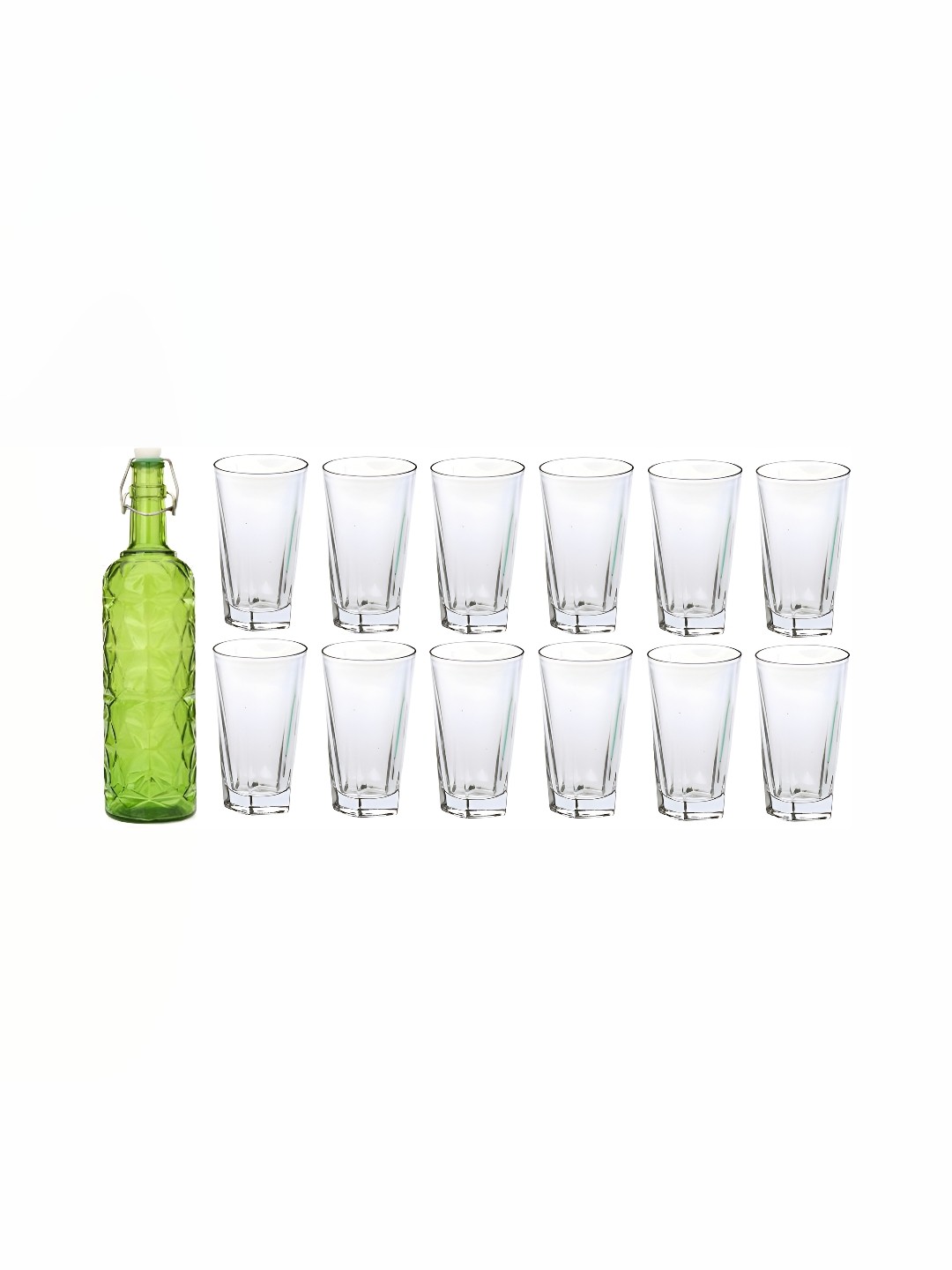 

1ST TIME Green & Transparent Water Bottle With 12 Pieces Glass