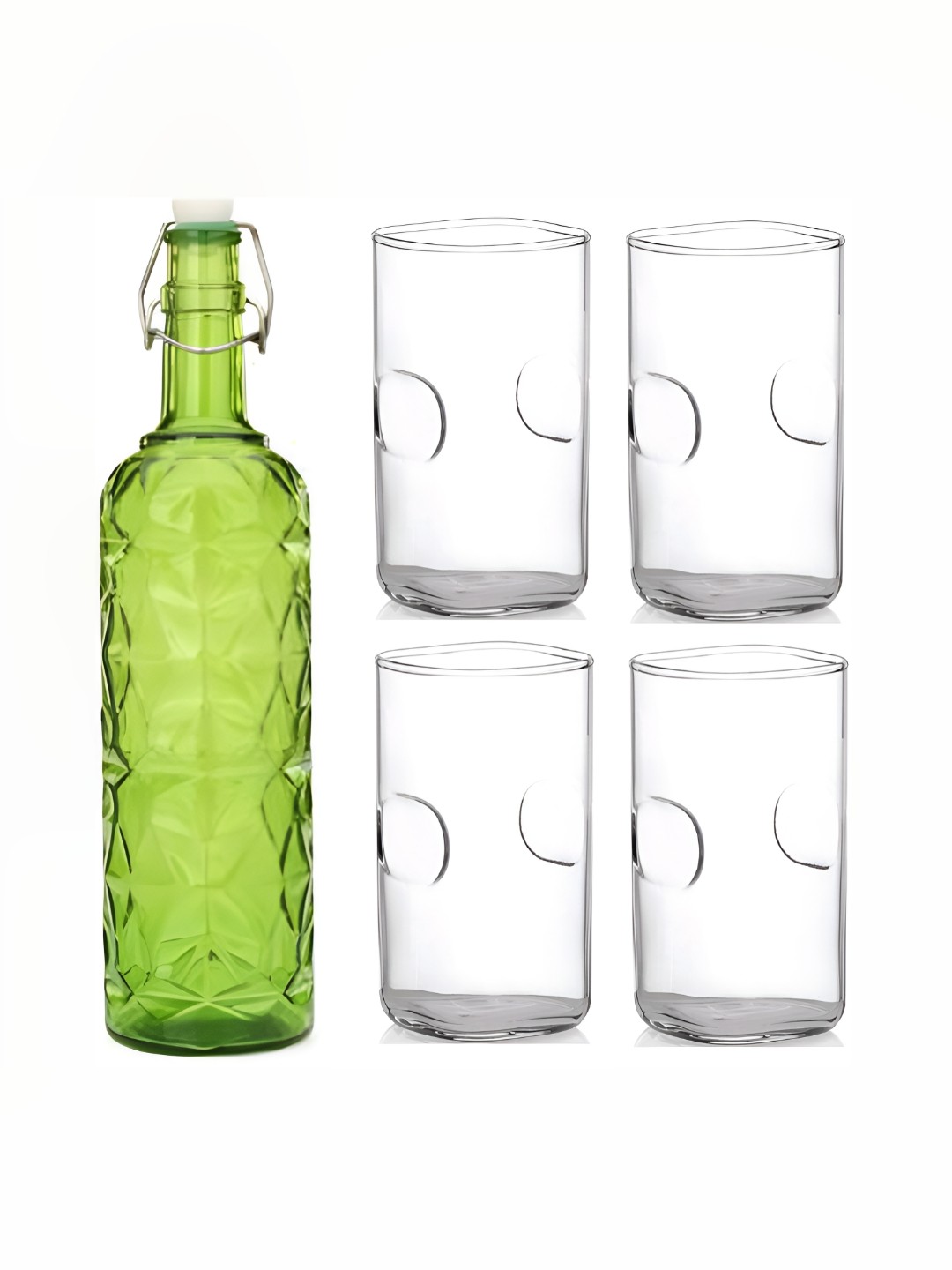 

1ST TIME Green & Transparent 5 Pieces Water Bottle With Glasses