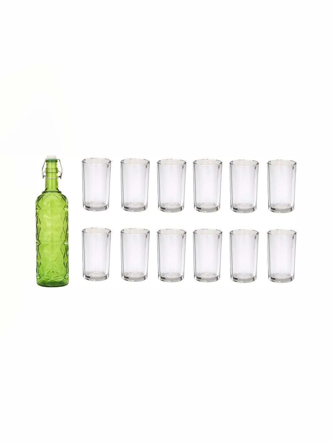 

1ST TIME Green & Transparent Water Bottle With 12 Pieces Glass