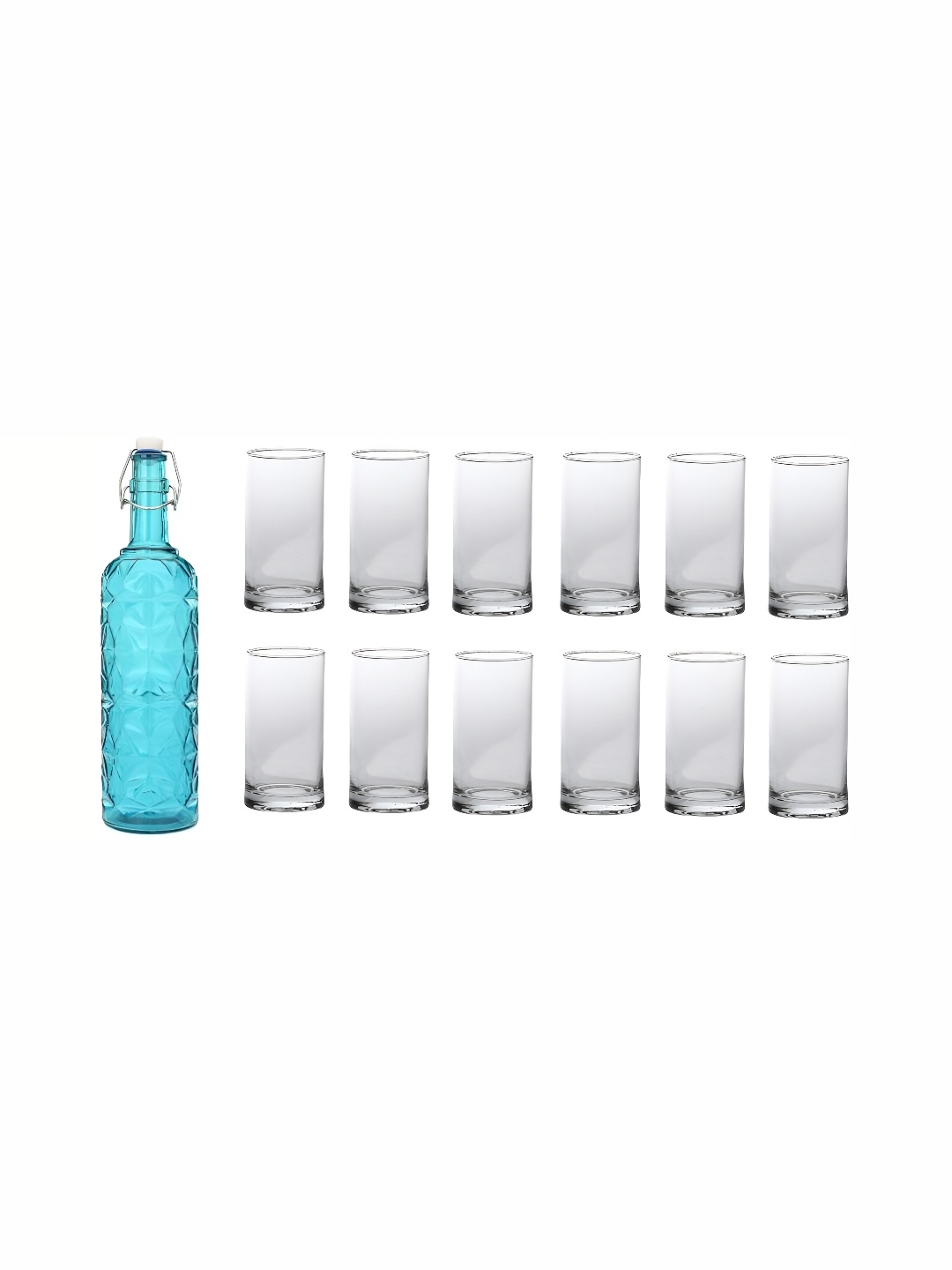 

1ST TIME Blue & Transparent Water Bottle With 12 Pieces Glass