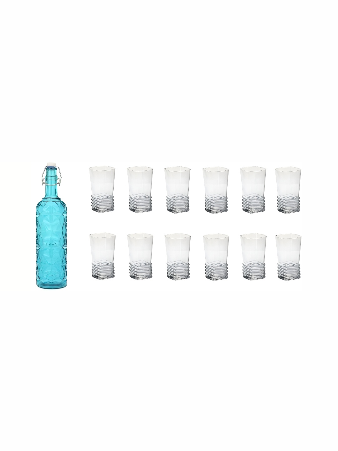 

1ST TIME Blue & Transparent 13 Pieces Water Bottle With Glasses