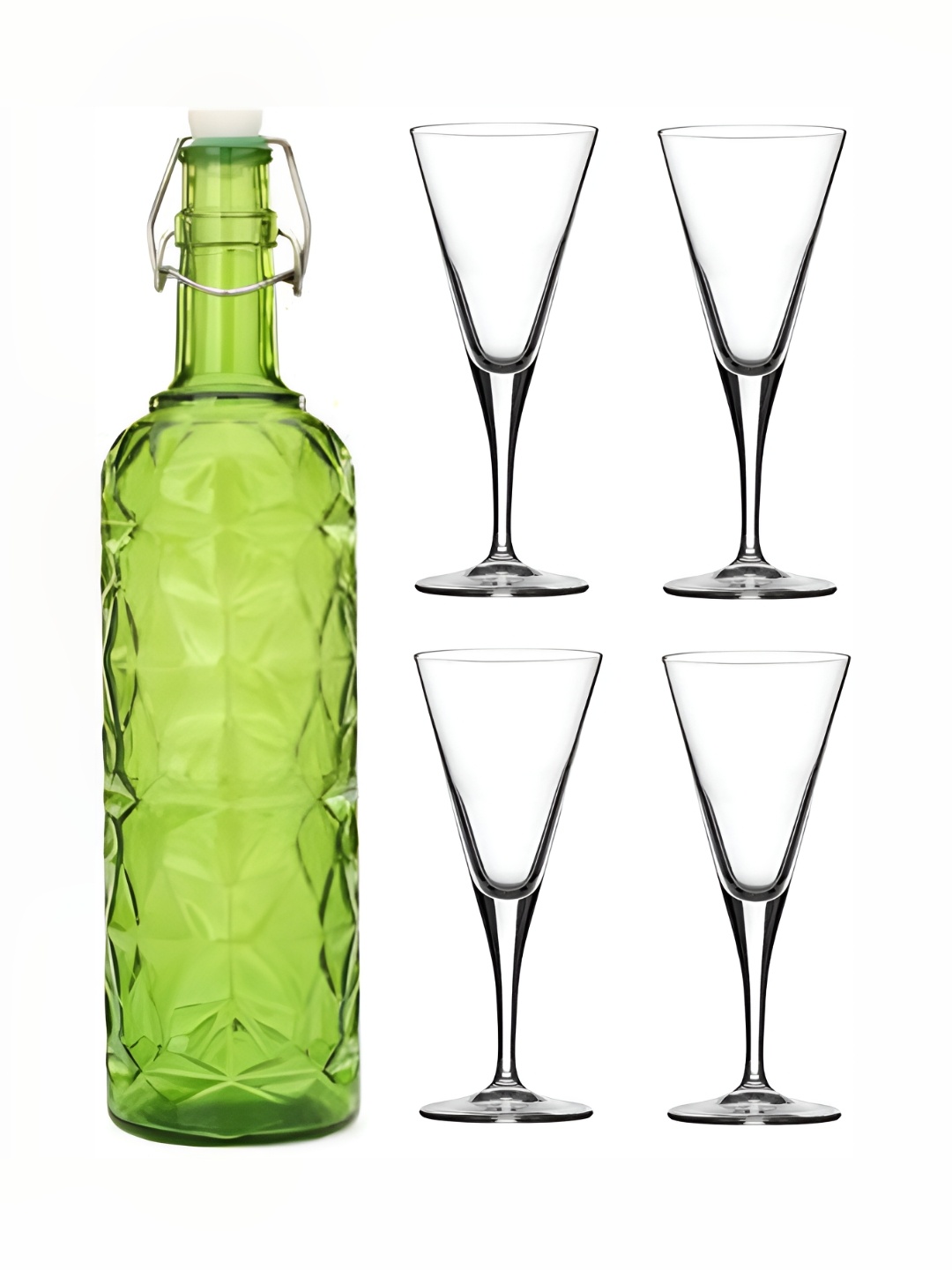 

1ST TIME Green & Transparent 5 Pieces Water Bottle With Glass