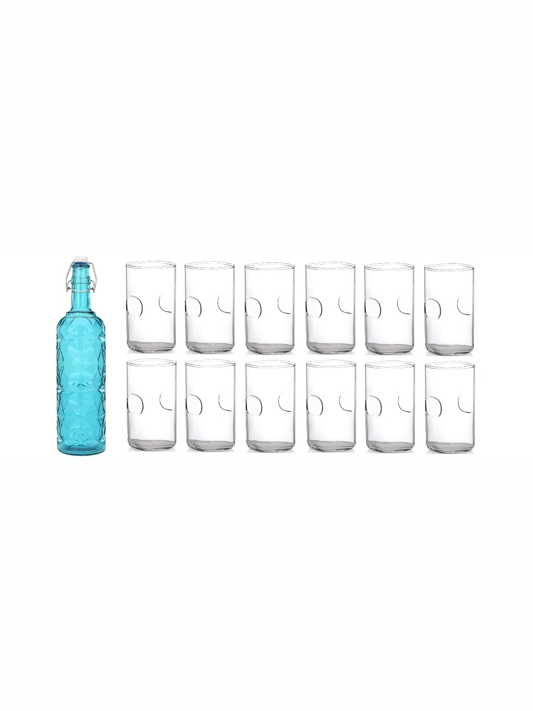

1ST TIME Blue & Transparent 13 Pieces Water Bottle With Glasses