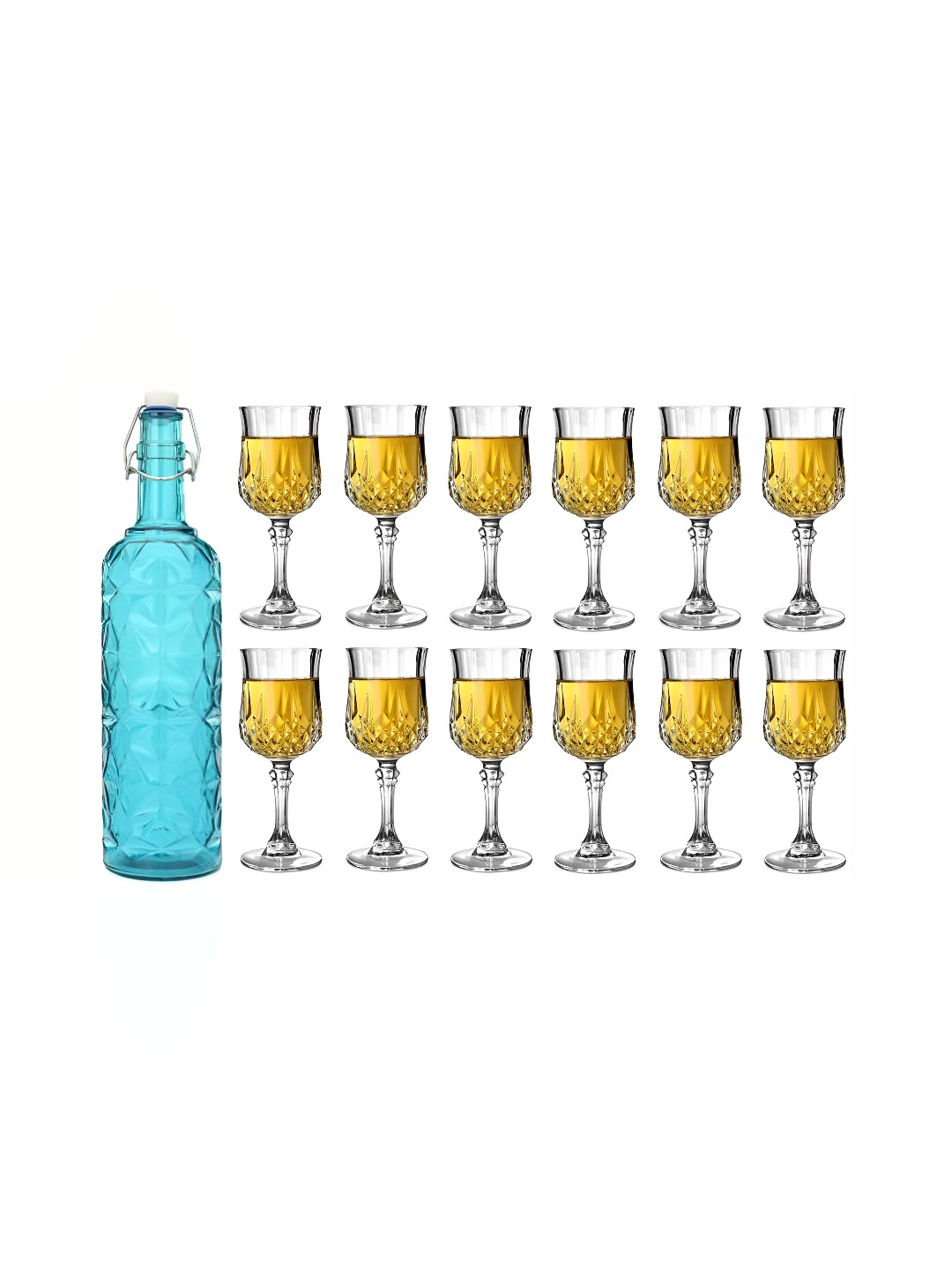 

1ST TIME Blue & Transparent Water Bottle With 12 Pieces Glass