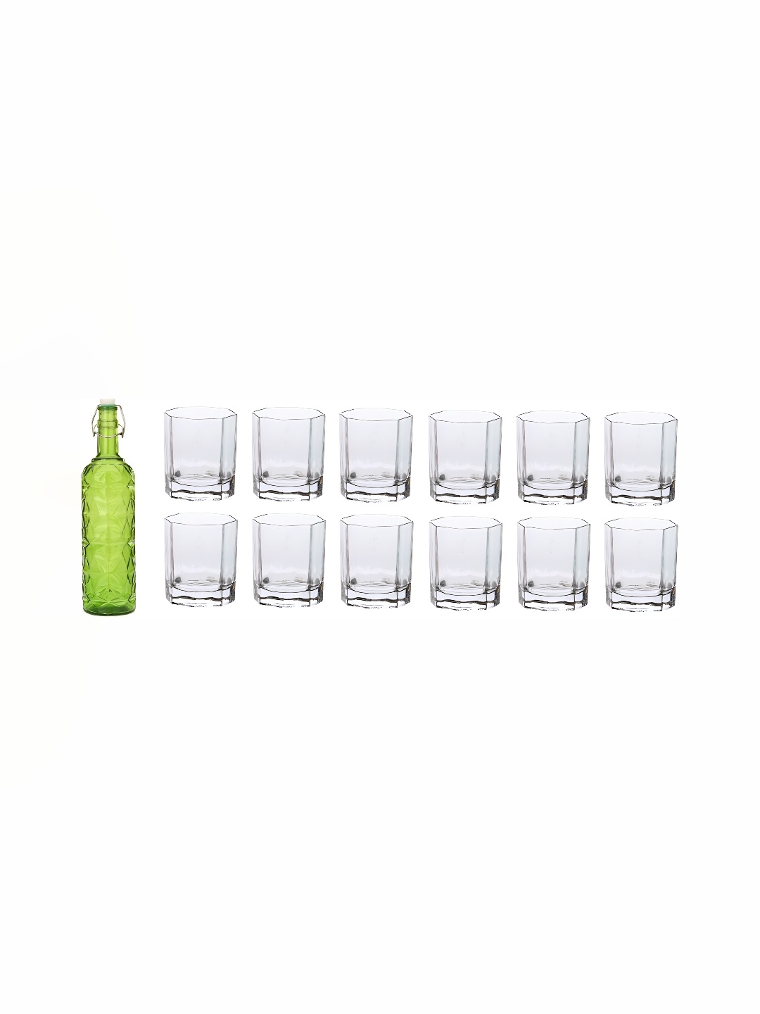 

1ST TIME Green & Transparent 13 Pieces Water Bottle & Glasses Set