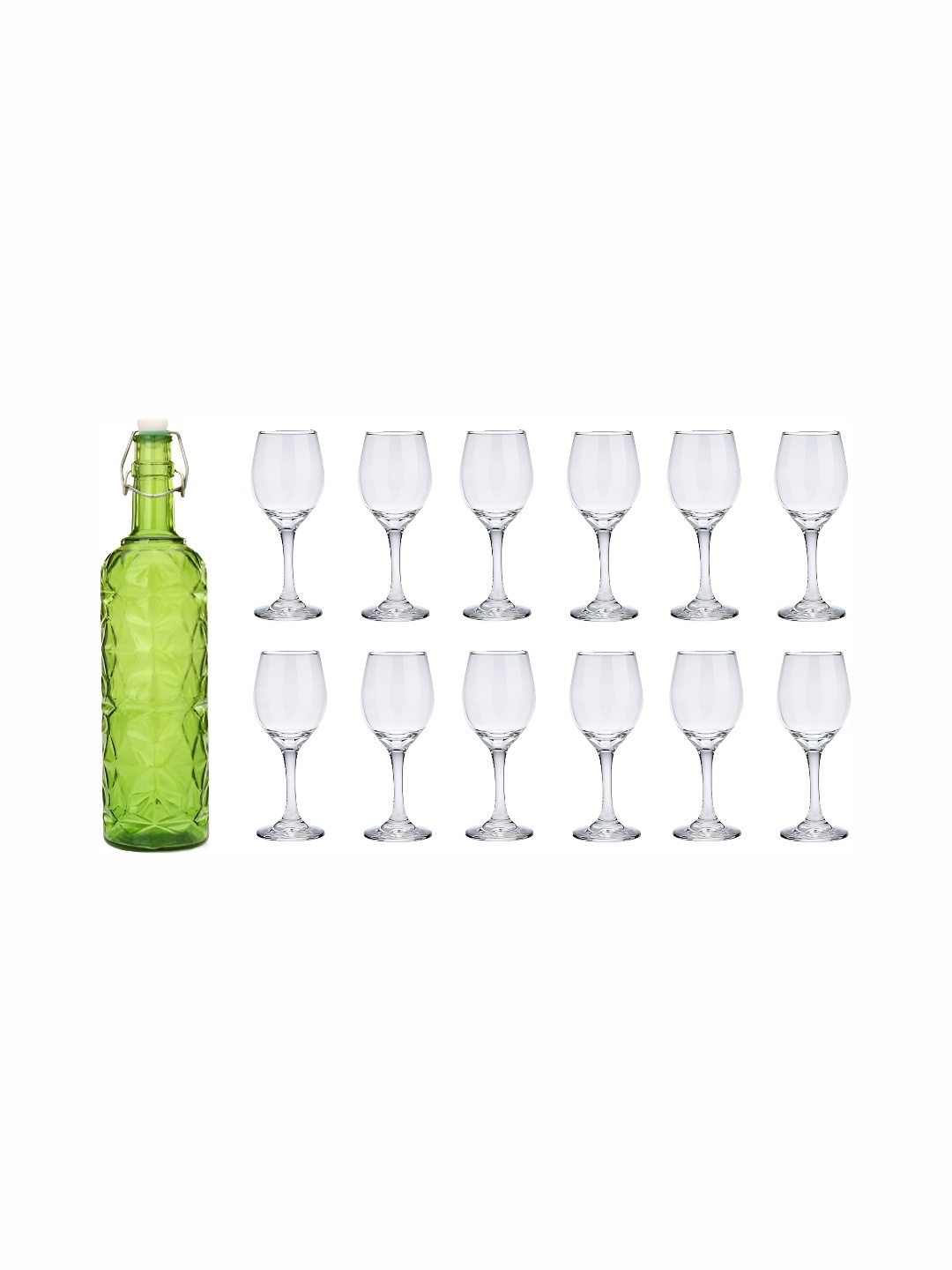 

1ST TIME Green & Transparent Set Of 1 Piece Water Bottle With 12 Pieces Glass