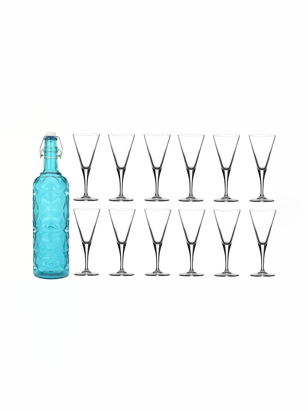 

1ST TIME Blue & Transparent Water Bottle With 12 Pieces Glass