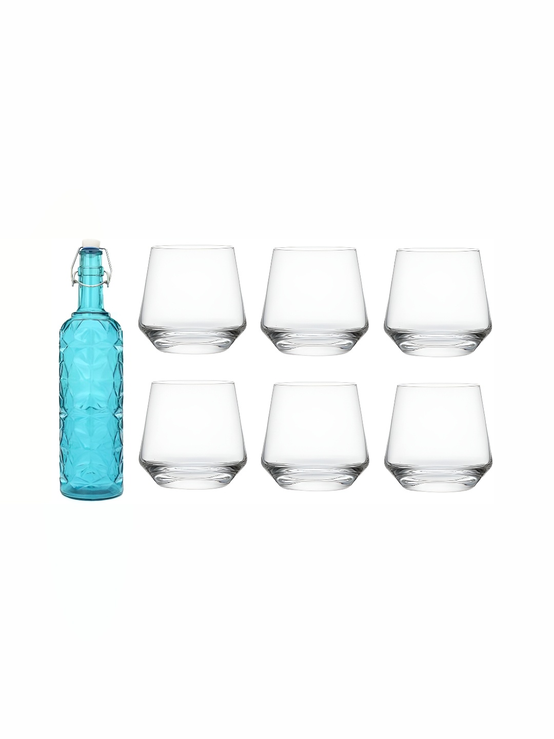 

1ST TIME Blue & Transparent 7 Pcs Water Bottle & Glasses