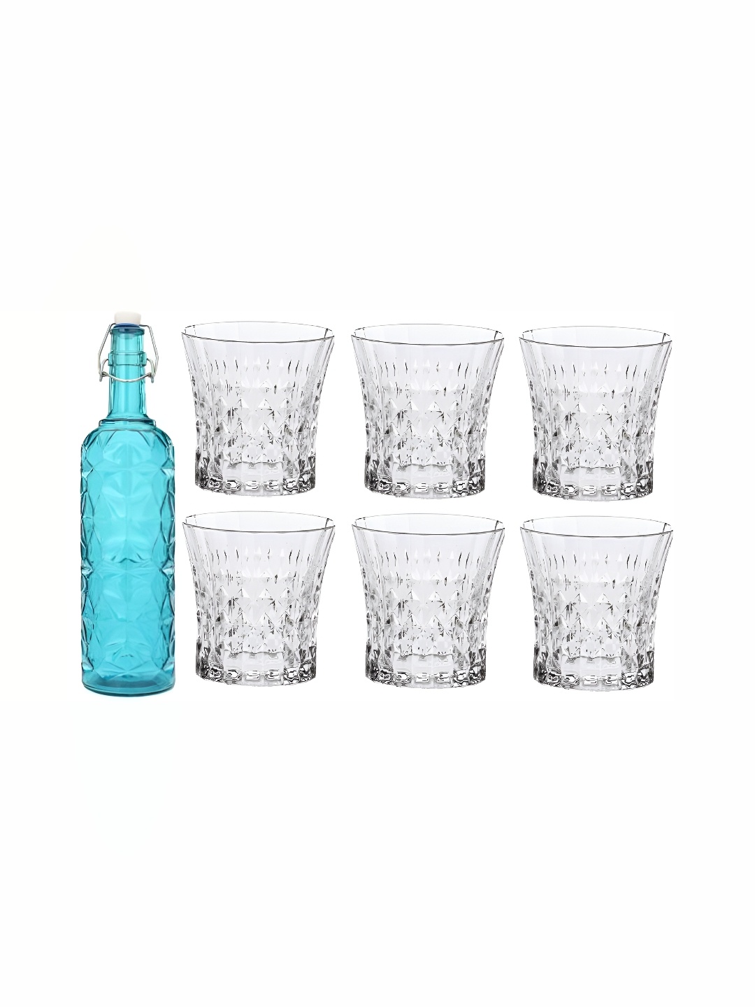 

1ST TIME Blue & Transparent 7 Pcs Water Bottle & Glasses
