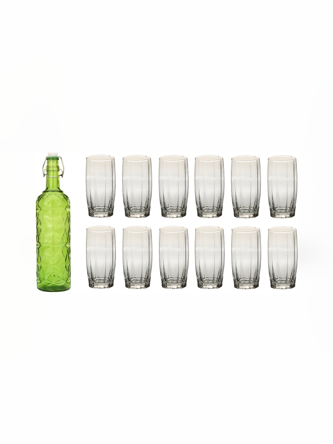 

1ST TIME Green & Transparent 13 Pieces Water Bottle & Glasses Set