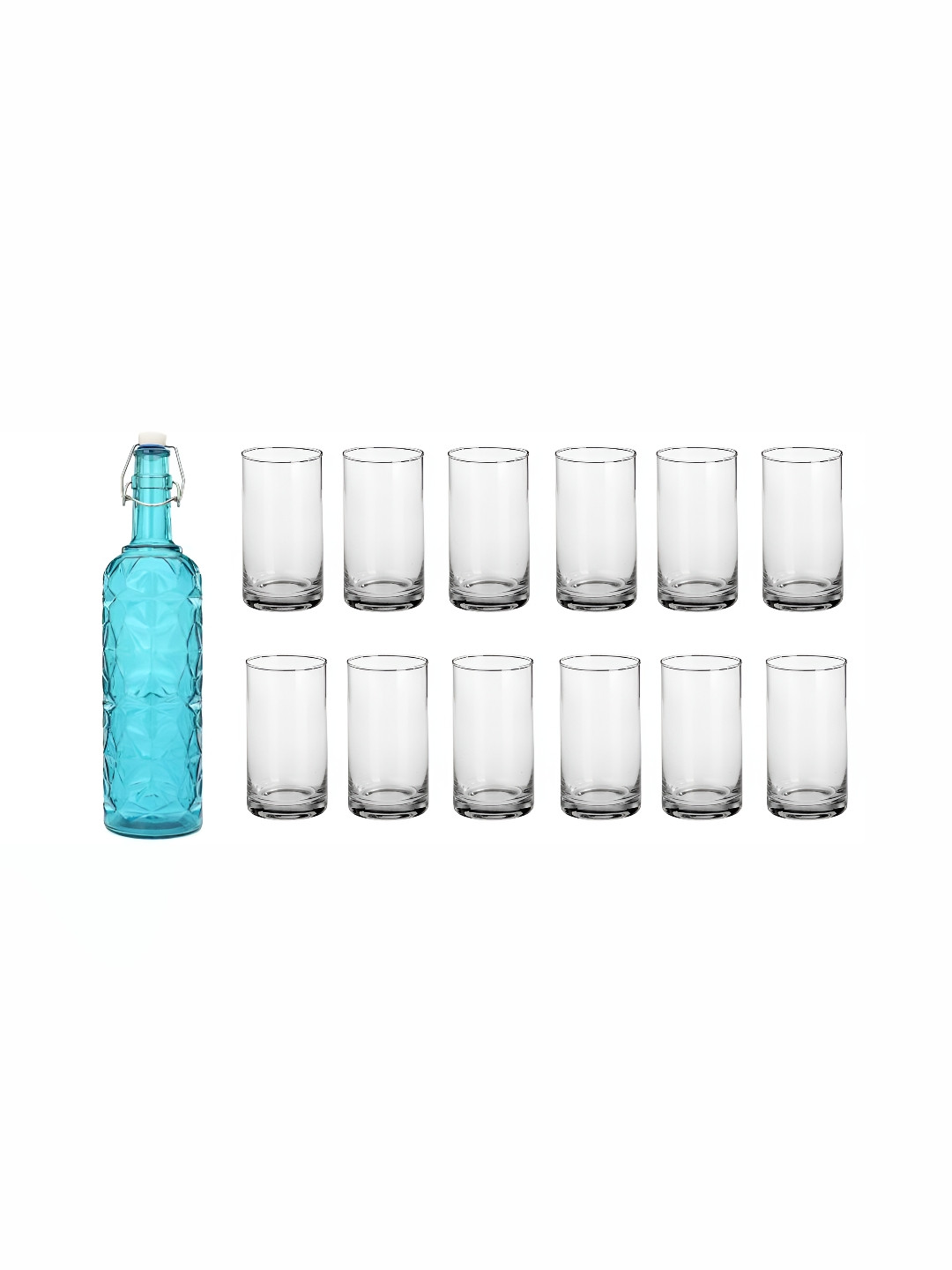 

1ST TIME Blue & Transparent 13 Pieces Glasses With Water Bottle