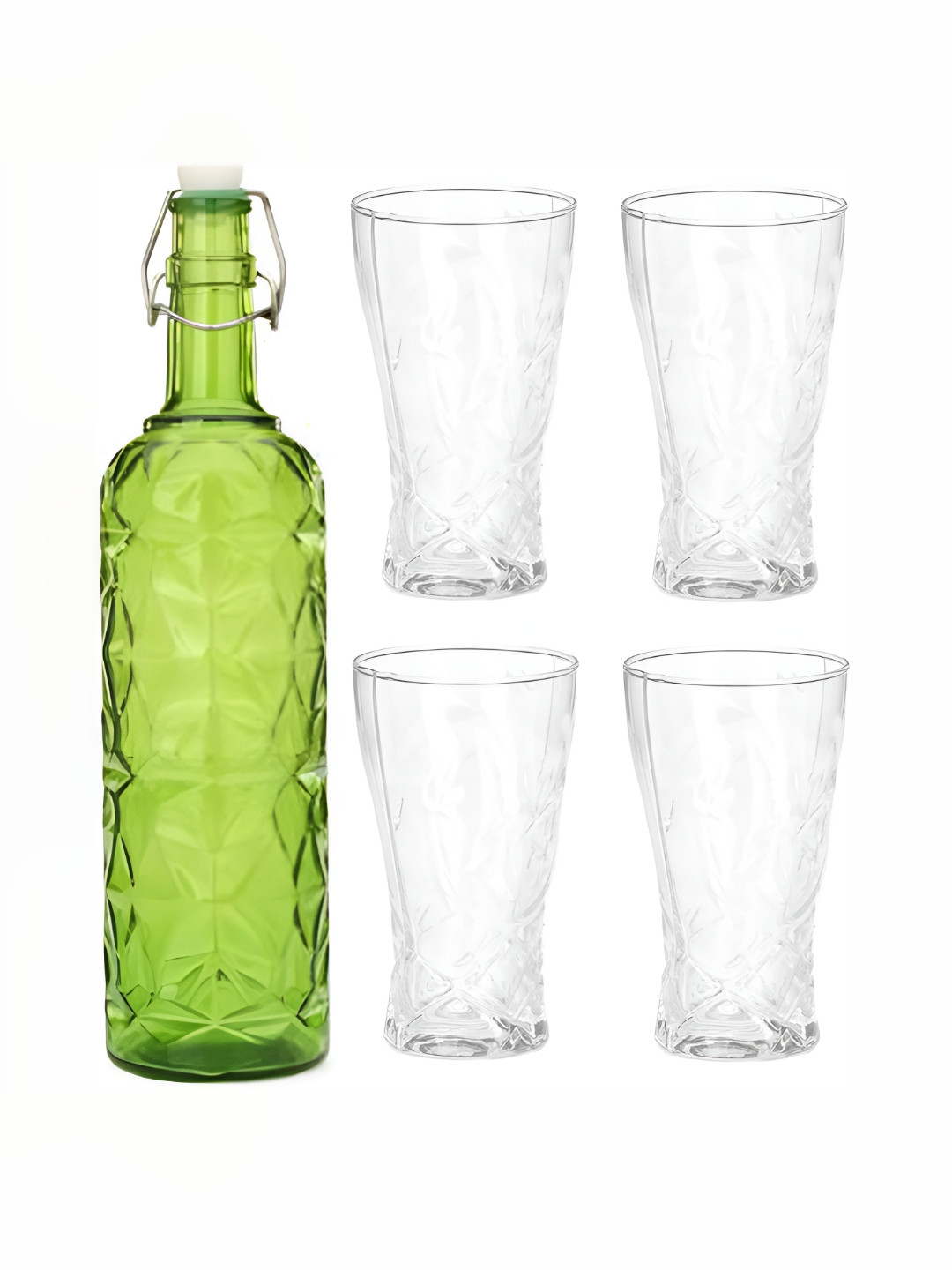 

1ST TIME Green & Transparent 5 Pieces Water Bottle & Glasses Set