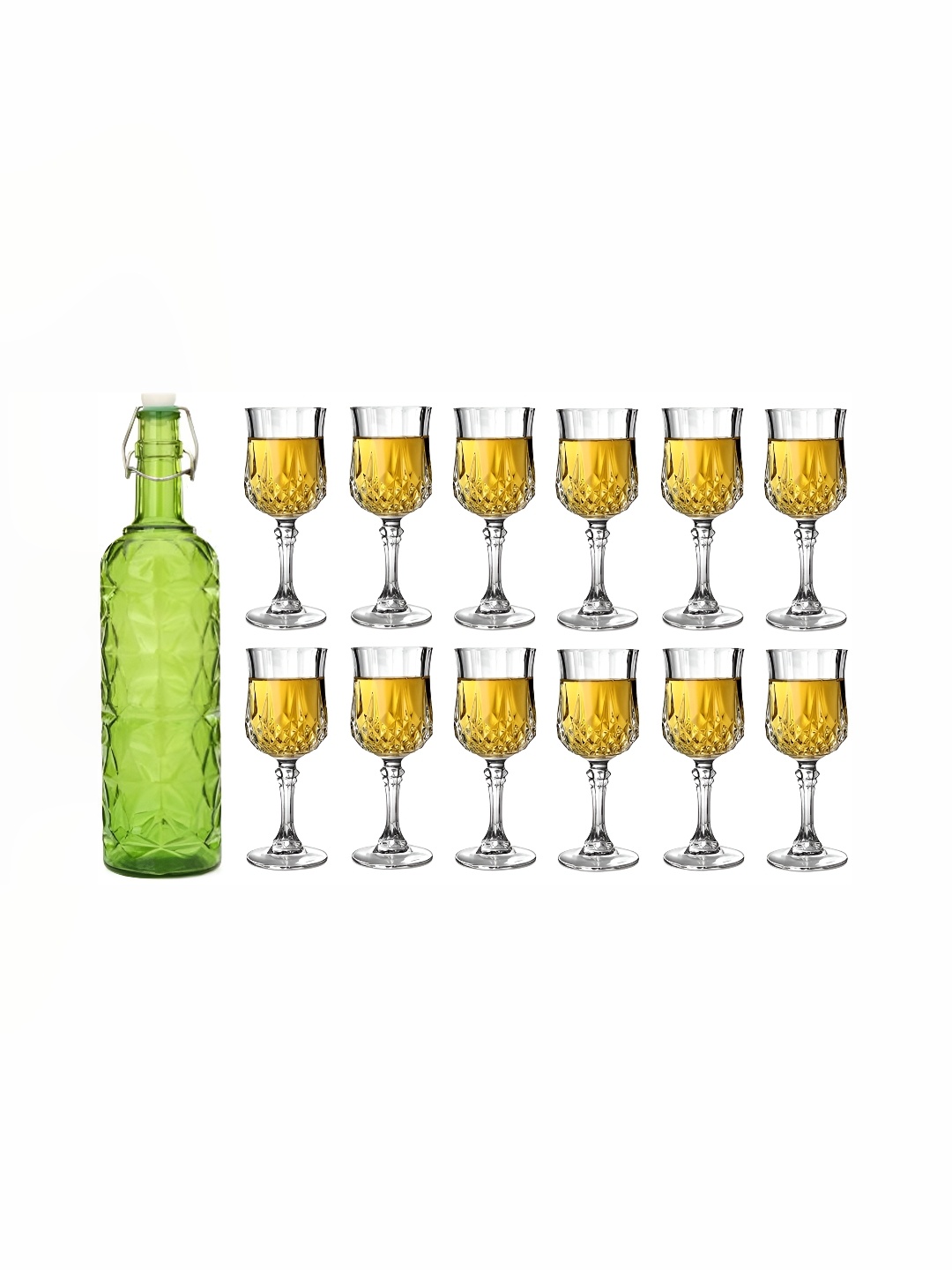 

1ST TIME Green & Transparent Set Of 1 Piece Water Bottle With 12 Pieces Glass