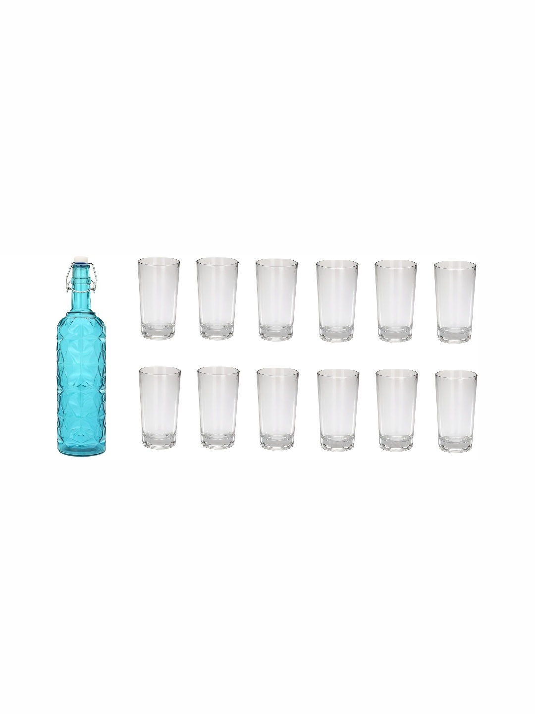 

1ST TIME Blue & Transparent 13 Pieces Water Bottle With Glasses