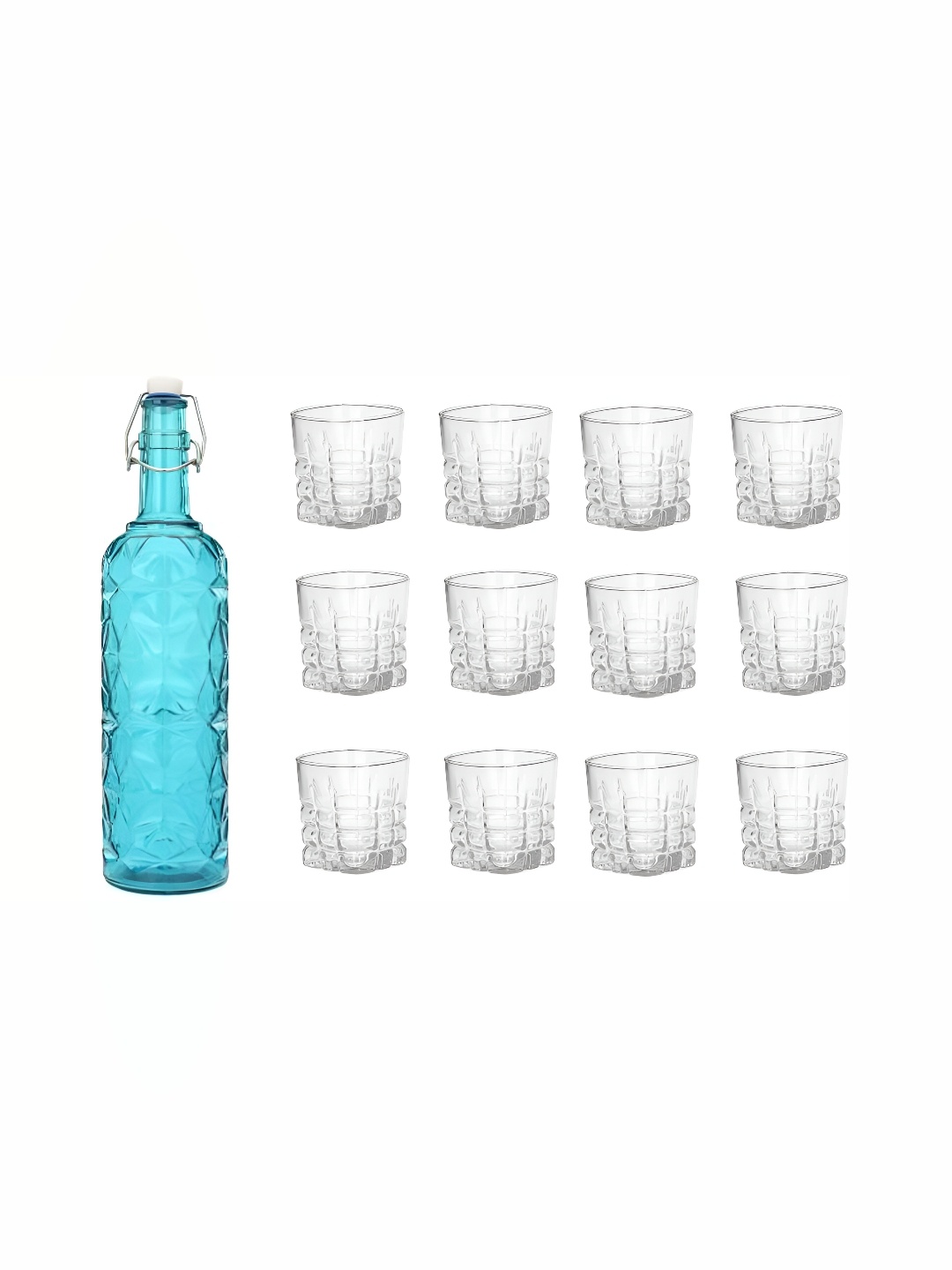 

1ST TIME Blue & Transparent 13 Pieces Water Bottle & Glasses Set