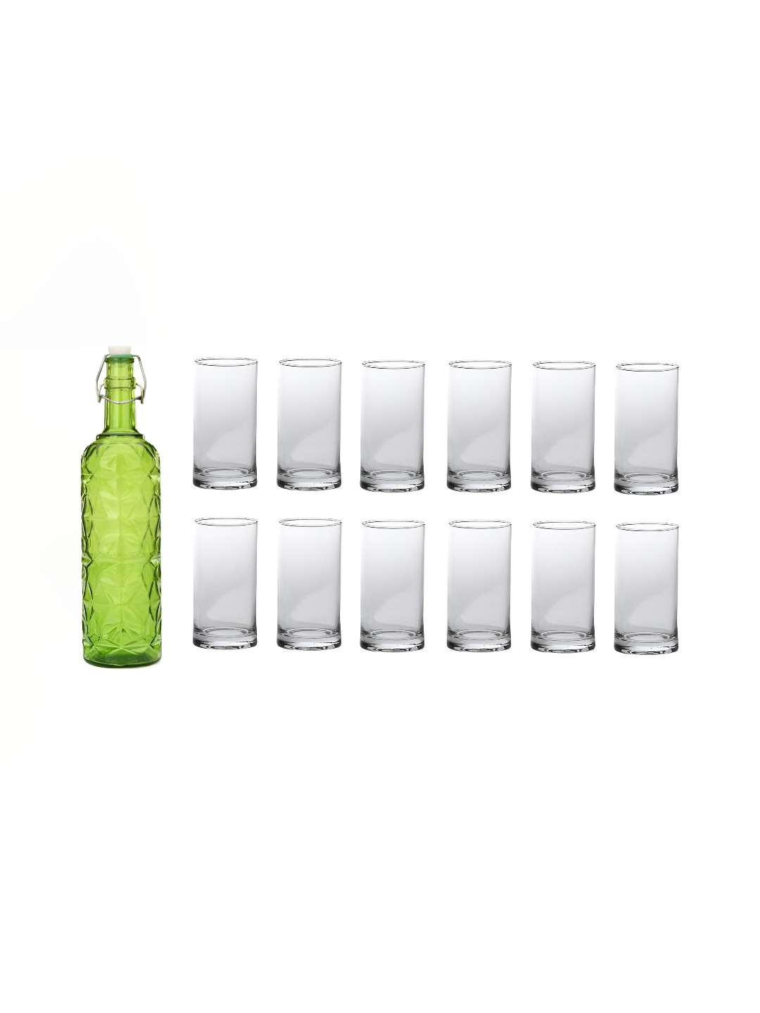 

1ST TIME Green & Transparent Set Of 1 Piece Water Bottle With 12 Pieces Glass