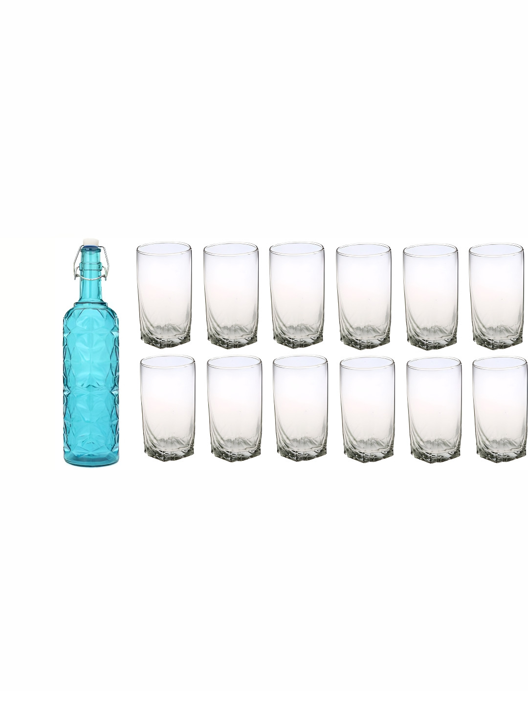 

1ST TIME Blue & Transparent Water Bottle With 12 Pieces Glass