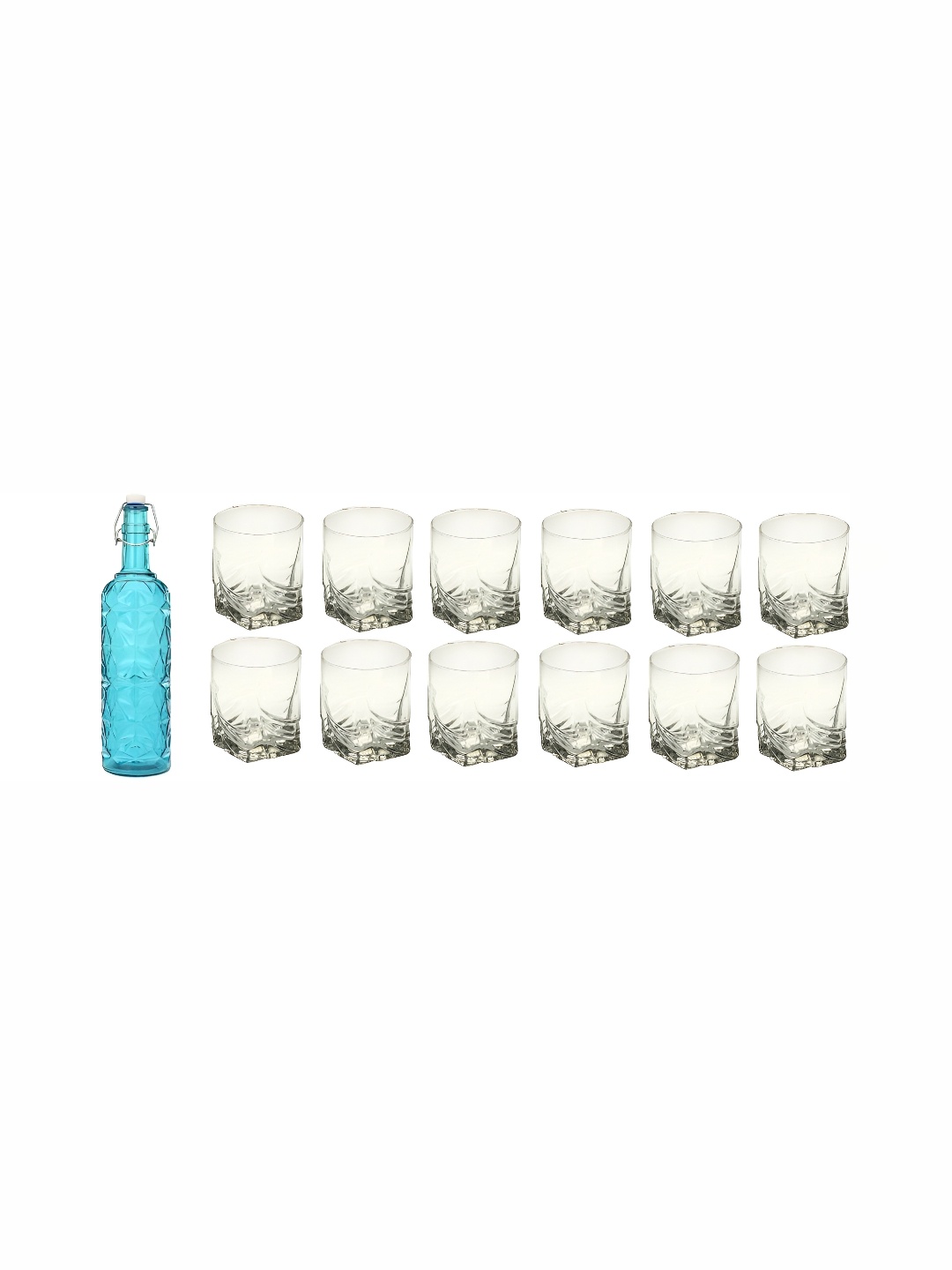 

1ST TIME Blue & Transparent Water Bottle With 12 Pieces Glass