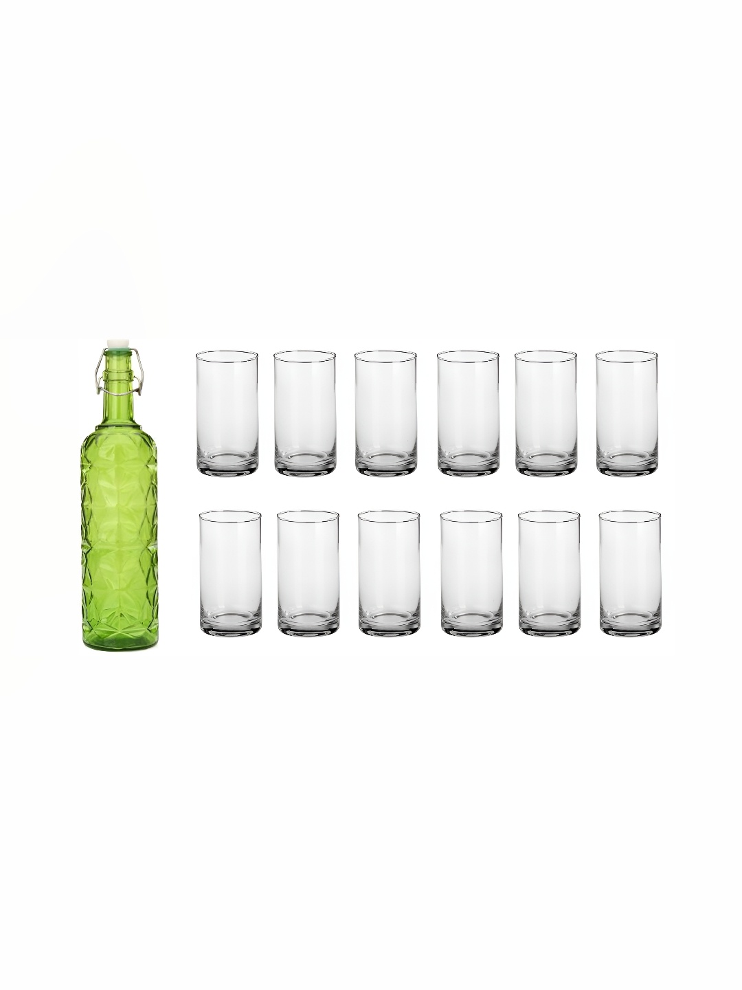 

1ST TIME Green & Transparent Water Bottle With 12 Pieces Glass