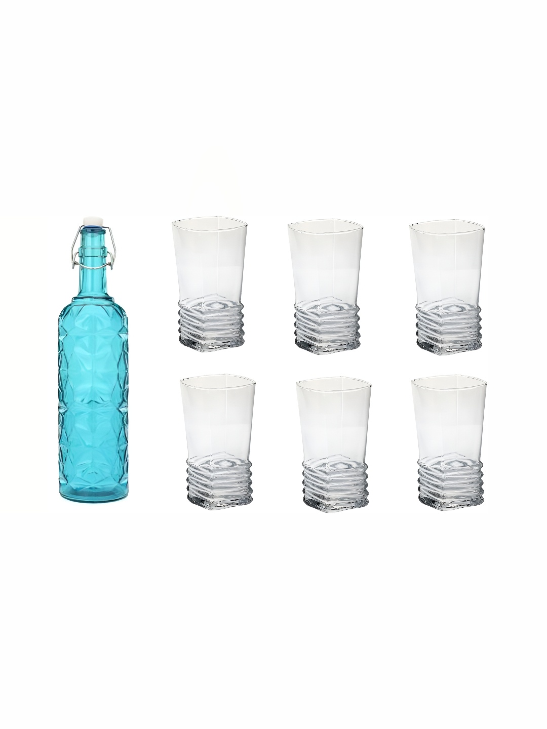 

1ST TIME Blue & Transparent 7 Pieces Water Bottle & Glasses Set