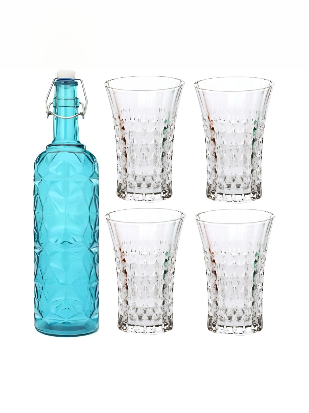 

1ST TIME Blue & Transparent 5 Pieces Water Bottle With Glass
