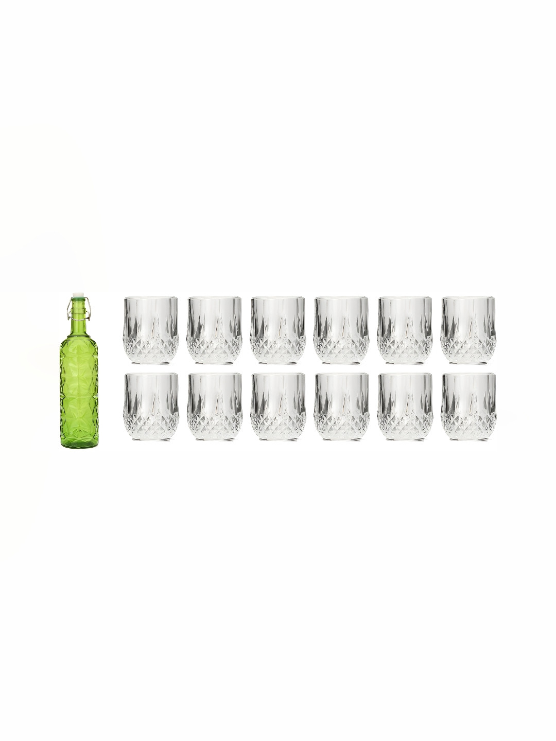 

1ST TIME Green & Transparent 1 Piece Water Bottle With 12 Pieces Glass