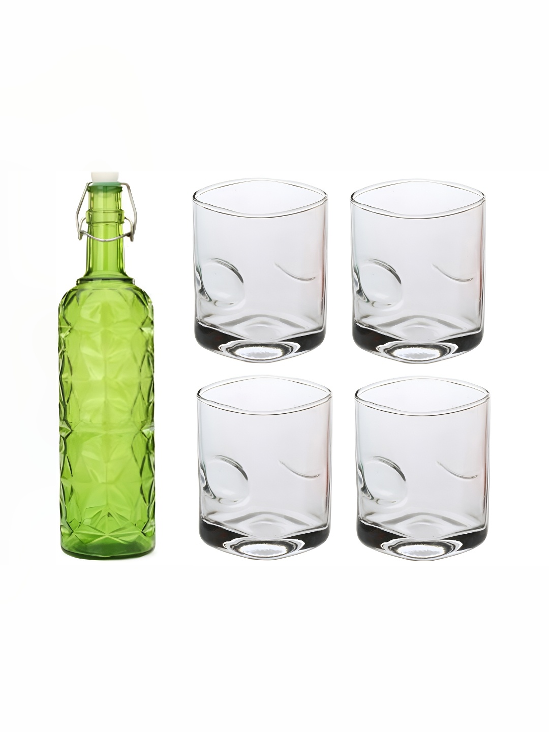 

1ST TIME Green & Transparent 5 Pieces Water Bottle With Glasses